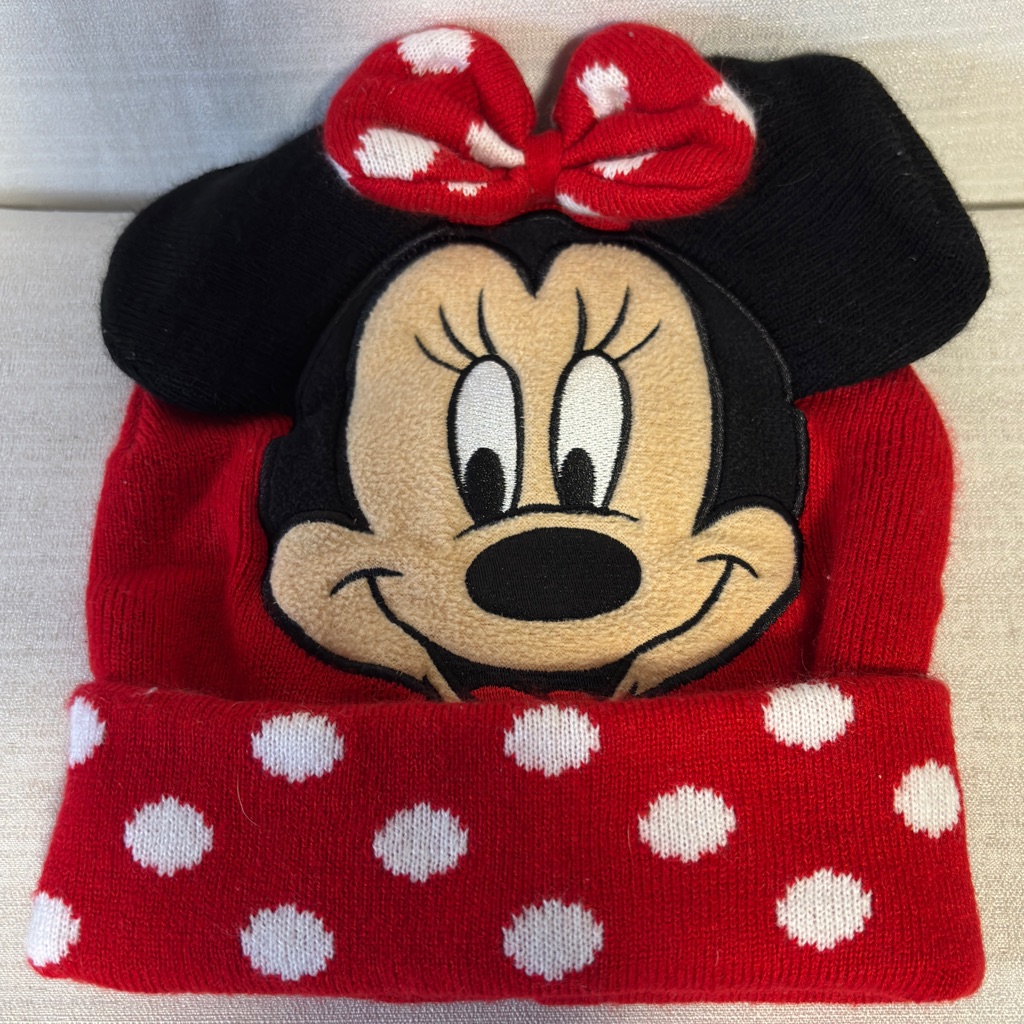 New Disney Minnie Mouse Beanie Toboggan Red White Polkadots Xmas Gift